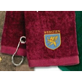 Embroidered Tri-fold Sports Towel With Center Grommet & Hook